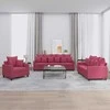 Sofa Sofos komplektas su pagalvėlėmis, 3 dalių, vyno, aksomas