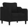 Sofa Sofos komplektas su pagalvėlėmis, 3 dalių, juodas, audinys