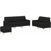 Sofa Sofos komplektas su pagalvėlėmis, 3 dalių, juodas, audinys