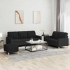 Sofa Sofos komplektas su pagalvėlėmis, 3 dalių, juodas, audinys
