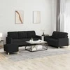 Sofa Sofos komplektas su pagalvėlėmis, 3 dalių, juodas, audinys
