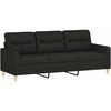 Sofa Sofos komplektas su pagalvėlėmis, 3 dalių, juodas, audinys