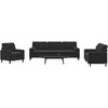 Sofa Sofos komplektas su pagalvėlėmis, 3 dalių, juodas, aksomas