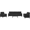 Sofa Sofos komplektas su pagalvėlėmis, 3 dalių, juodas, aksomas