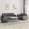 Sofa Sofos komplektas su pagalvėlėmis, 3 dalių, pilkas, audinys