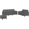 Sofa Sofos komplektas su pagalvėlėmis, 3 dalių, pilkas, dirbtinė oda