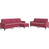 Sofa Sofos komplektas su pagalvėlėmis, 3 dalių, vyno, aksomas