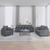 Sofa Sofos komplektas su pagalvėlėmis, 3 dalių, pilkas, aksomas