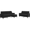 Sofa Sofos komplektas su pagalvėlėmis, 3 dalių, juodas, aksomas