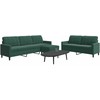Sofa Sofos komplektas su pagalvėlėmis, 3 dalių, žalias, aksomas