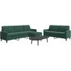 Sofa Sofos komplektas su pagalvėlėmis, 3 dalių, žalias, aksomas