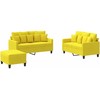 Sofa Sofos komplektas su pagalvėlėmis, 3 dalių, geltonas, audinys