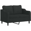 Sofa Sofos komplektas su pagalvėlėmis, 3 dalių, juodas, audinys