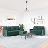 Sofa Sofos komplektas su pagalvėlėmis, 3 dalių, žalias, aksomas