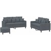 Sofa Sofos komplektas su pagalvėlėmis, 3 dalių, pilkas, aksomas