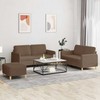 Sofa Sofos komplektas su pagalvėlėmis, 3 dalių, rudas, audinys