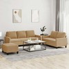 Sofa Sofos komplektas su pagalvėlėmis, 3 dalių, rudas, aksomas