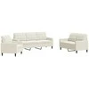 Sofa Sofos komplektas su pagalvėlėmis, 3 dalių, kreminis, aksomas