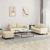 Sofa Sofos komplektas su pagalvėlėmis, 3 dalių, kreminis, audinys