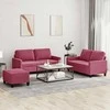 Sofa Sofos komplektas su pagalvėlėmis, 3 dalių, vyno, aksomas