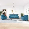 Sofa Sofos komplektas su pagalvėlėmis, 3 dalių, mėlynas, aksomas