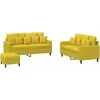 Sofa Sofos komplektas su pagalvėlėmis, 3 dalių, geltonas, aksomas