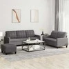 Sofa Sofos komplektas su pagalvėlėmis, 3 dalių, pilkas, dirbtinė oda