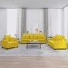 Sofa Sofos komplektas su pagalvėlėmis, 3 dalių, geltonas, aksomas