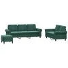 Sofa Sofos komplektas su pagalvėlėmis, 3 dalių, žalias, aksomas