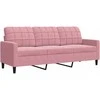 Sofa Sofos komplektas su pagalvėlėmis, 3 dalių, rožinis, aksomas