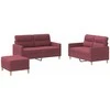 Sofa Sofos komplektas su pagalvėlėmis, 3 dalių, vyno, audinys