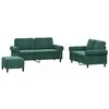 Sofa Sofos komplektas su pagalvėlėmis, 3 dalių, žalias, aksomas