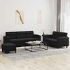 Sofa Sofos komplektas su pagalvėlėmis, 3 dalių, juodas, audinys