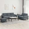Sofa Sofos komplektas su pagalvėlėmis, 3 dalių, pilkas, aksomas