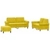 Sofa Sofos komplektas su pagalvėlėmis, 3 dalių, geltonas, aksomas