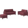Sofa Sofos komplektas su pagalvėlėmis, 3 dalių, vyno, audinys