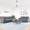Sofa Sofos komplektas su pagalvėlėmis, 3 dalių, pilkas, aksomas