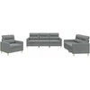 Sofa Sofos komplektas su pagalvėlėmis, 3 dalių, pilkas, audinys