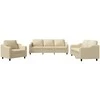 Sofa Sofos komplektas su pagalvėlėmis, 3 dalių, kreminis, audinys