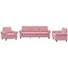 Sofa Sofos komplektas su pagalvėlėmis, 3 dalių, rožinis, aksomas