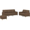 Sofa Sofos komplektas su pagalvėlėmis, 3 dalių, rudas, audinys