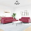 Sofa Sofos komplektas su pagalvėlėmis, 3 dalių, vyno, aksomas