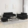 Sofa Sofos komplektas su pagalvėlėmis, 3 dalių, juodas, audinys