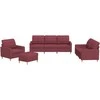 Sofa Sofos komplektas su pagalvėlėmis, 4 dalių, vyno, audinys