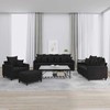Sofa Sofos komplektas su pagalvėlėmis, 4 dalių, juodas, aksomas