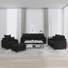 Sofa Sofos komplektas su pagalvėlėmis, 4 dalių, juodas, aksomas