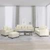 Sofa Sofos komplektas su pagalvėlėmis, 4 dalių, kreminis, aksomas