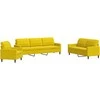 Sofa Sofos komplektas su pagalvėlėmis, 4 dalių, geltonas, aksomas