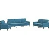 Sofa Sofos komplektas su pagalvėlėmis, 4 dalių, mėlynas, aksomas