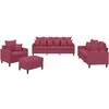 Sofa Sofos komplektas su pagalvėlėmis, 4 dalių, vyno, aksomas